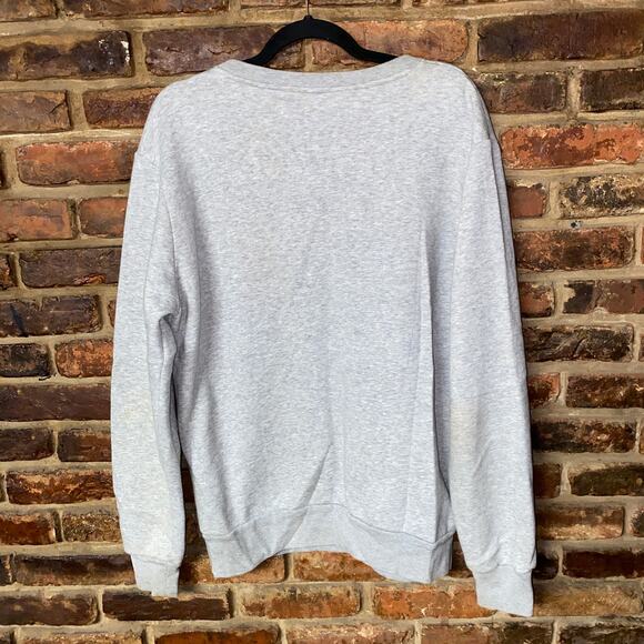 H&M Divided Likers Gray Embroidered Crew Neck Sweatshirt Women's Size Medium - Picture 5 of 5